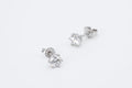 18CT White Gold -  Six Claw Diamond Stud Earrings