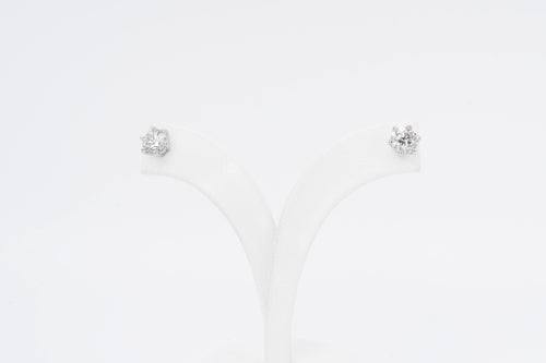 18CT White Gold -  Six Claw Diamond Stud Earrings